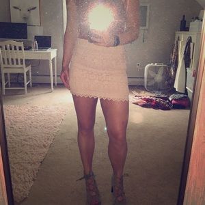 Light pink lace pencil skirt